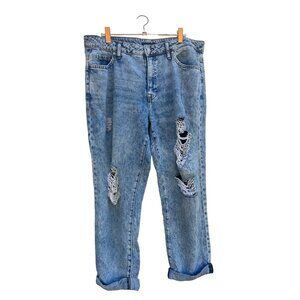 Vintage Tommy Hilfiger Distressed Boyfriend Jeans Size 14 Cropped Length